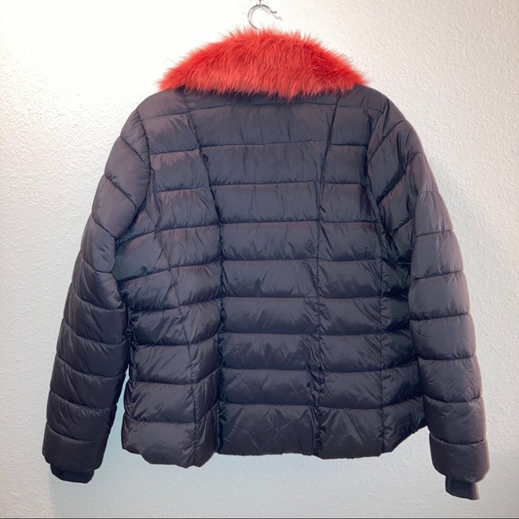Torrid 2X (18-20) Coat Puffer Jacket Gray Coral Removable Faux Fur Collar Plus - Picture 9 of 10